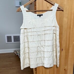 Eileen Fisher layered silk ivory tank blouse